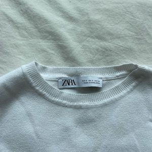 Zara White High Neck Crop Top
